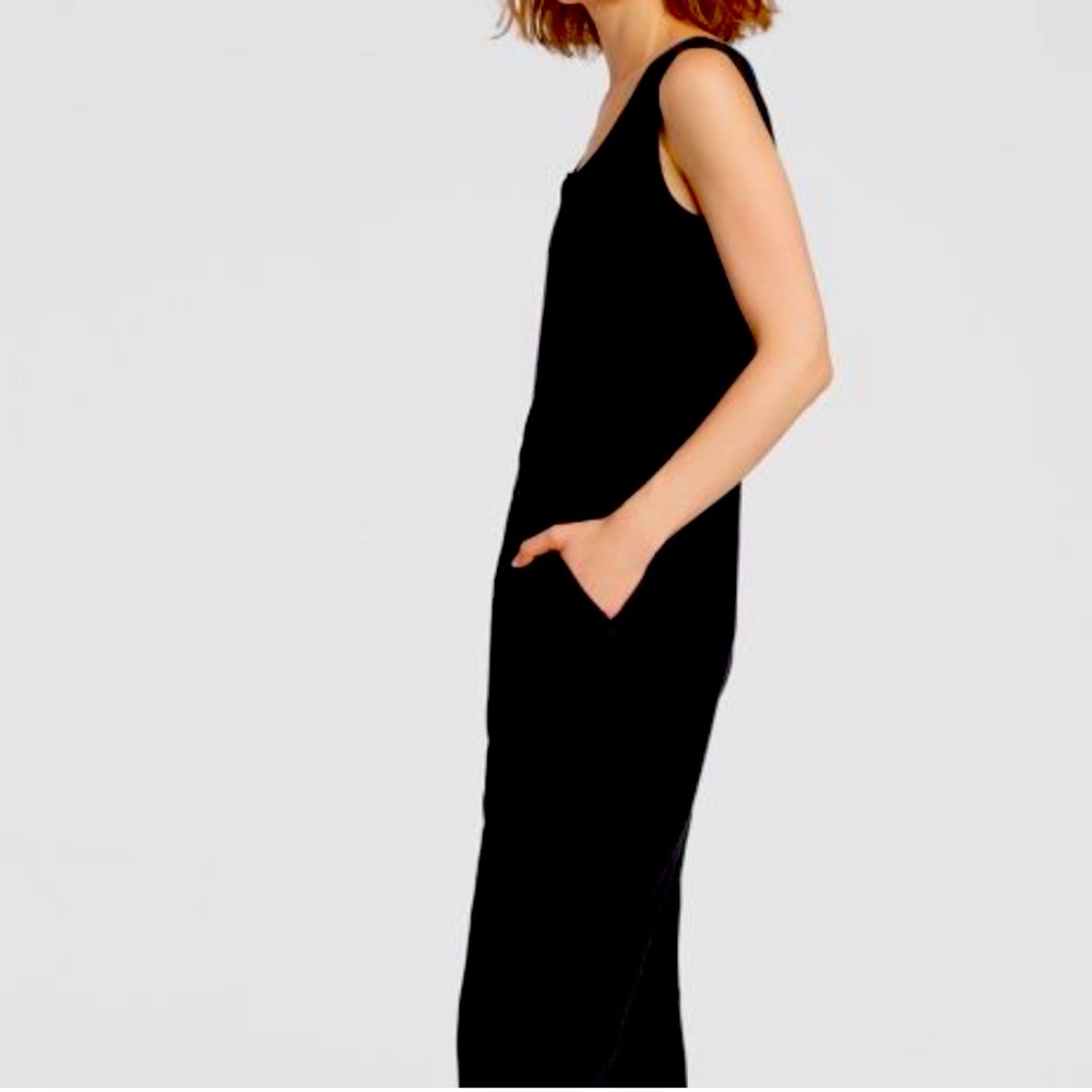 NWT Eileen Fisher small organic cotton crepe jumpsuit in black.